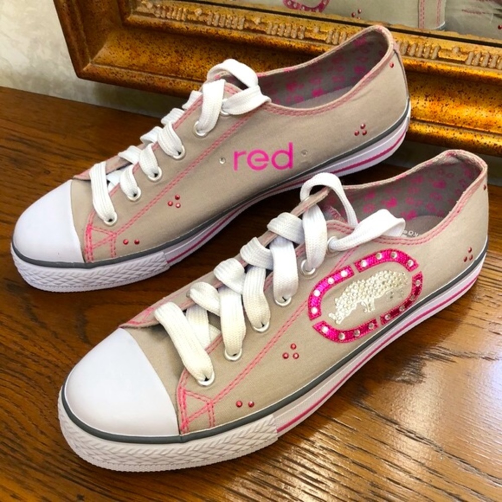 NWOT RED by MarcEcko sneakers.  Rubber toes and soles.  Pretty rhinestones.